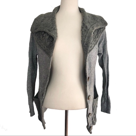 ANTHRO Sleeping On Snow Cablepom Cardigan Sweater - Picture 3 of 8